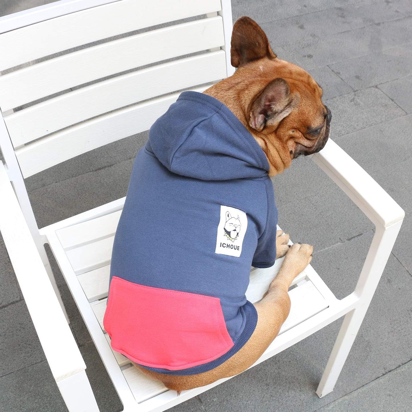 French Bulldog Hoodies and Sweatshirts for Dogs - Suitable for Frenchies, Pugs, English Bulldogs, Boston Terriers, Pitbulls - Navy, Medium Size, Winter Apparel