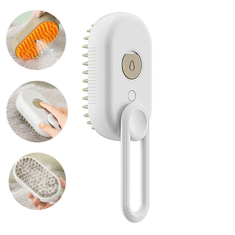 3-in-1 Electric Pet Grooming Brush with Steam Spray for Cats and Dogs - Massage and Hair Removal Comb