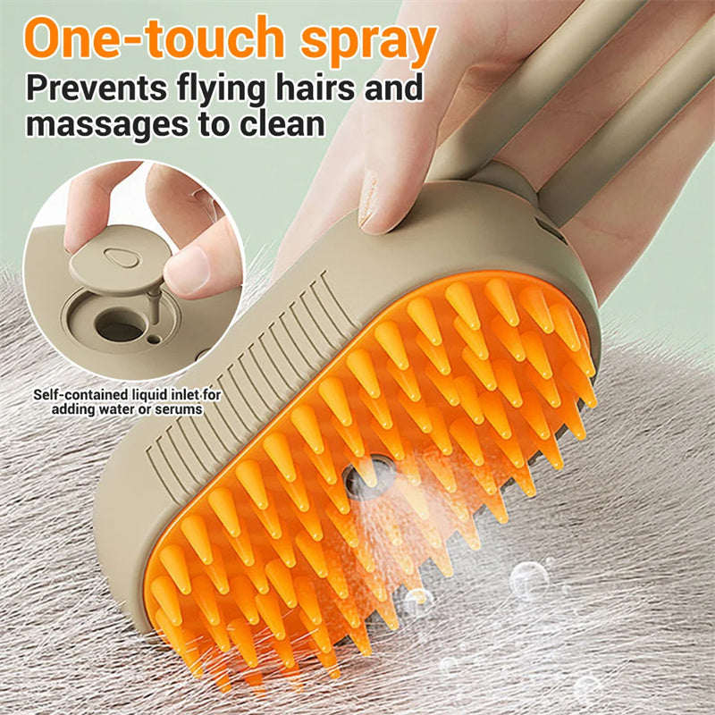 3-in-1 Electric Pet Grooming Brush with Steam Spray for Cats and Dogs - Massage and Hair Removal Comb